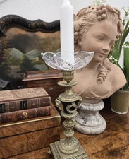 Pair Of Cut Glass Candle Or Chandelier 5" Bobeches