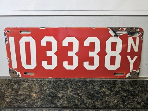1912 New York Porcelain License Plate *Only Year Made in Porcelain* (Lot 1351)
