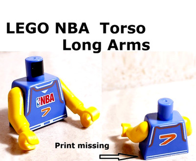 New LEGO NBA Torso Long Arms SEE PHOTO Has Missing Paint Purple Lucky #7 Point