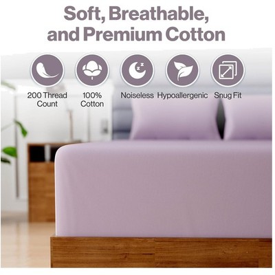 Superity Cotton Fitted Sheet - 100% Cotton, 200 Thread Count