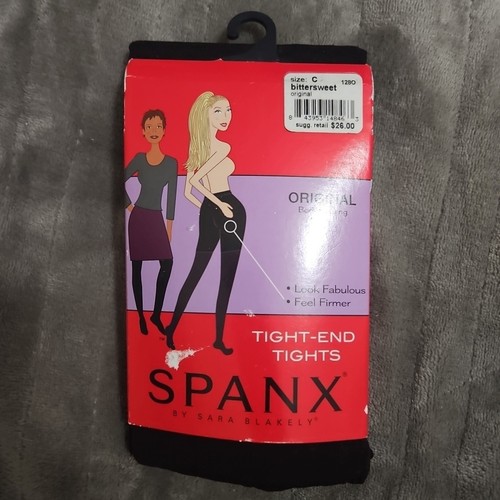 Spanx Original Tight End Tights Size C Black Opaque Leg Gusset Underwear - Picture 1 of 4
