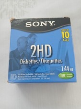 Sony 2HD Diskettes 9 Pack 1.44MB IBM Formatted High Density Missing 1 Disc