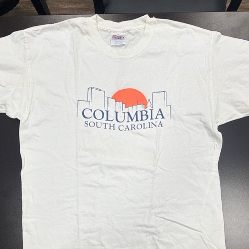 Vintage 90s Hanes Beefy-T Columbia South Carolina White Graphic  Men’s L
