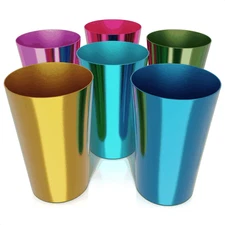 6 Pcs Aluminum Tumblers 15 oz Lightweight Durable and Reusable Metal Cups