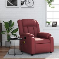 Massagesessel Kunstleder Weinrot Relaxsessel Elektrisch Verstellbar