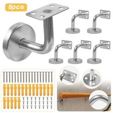 6 Pack Stainless Steel Handrail Brackets Stair Banister Hand Rail Support Strong