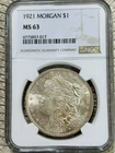 1921 Morgan Silver Dollar NGC MS63 Philadelphia
