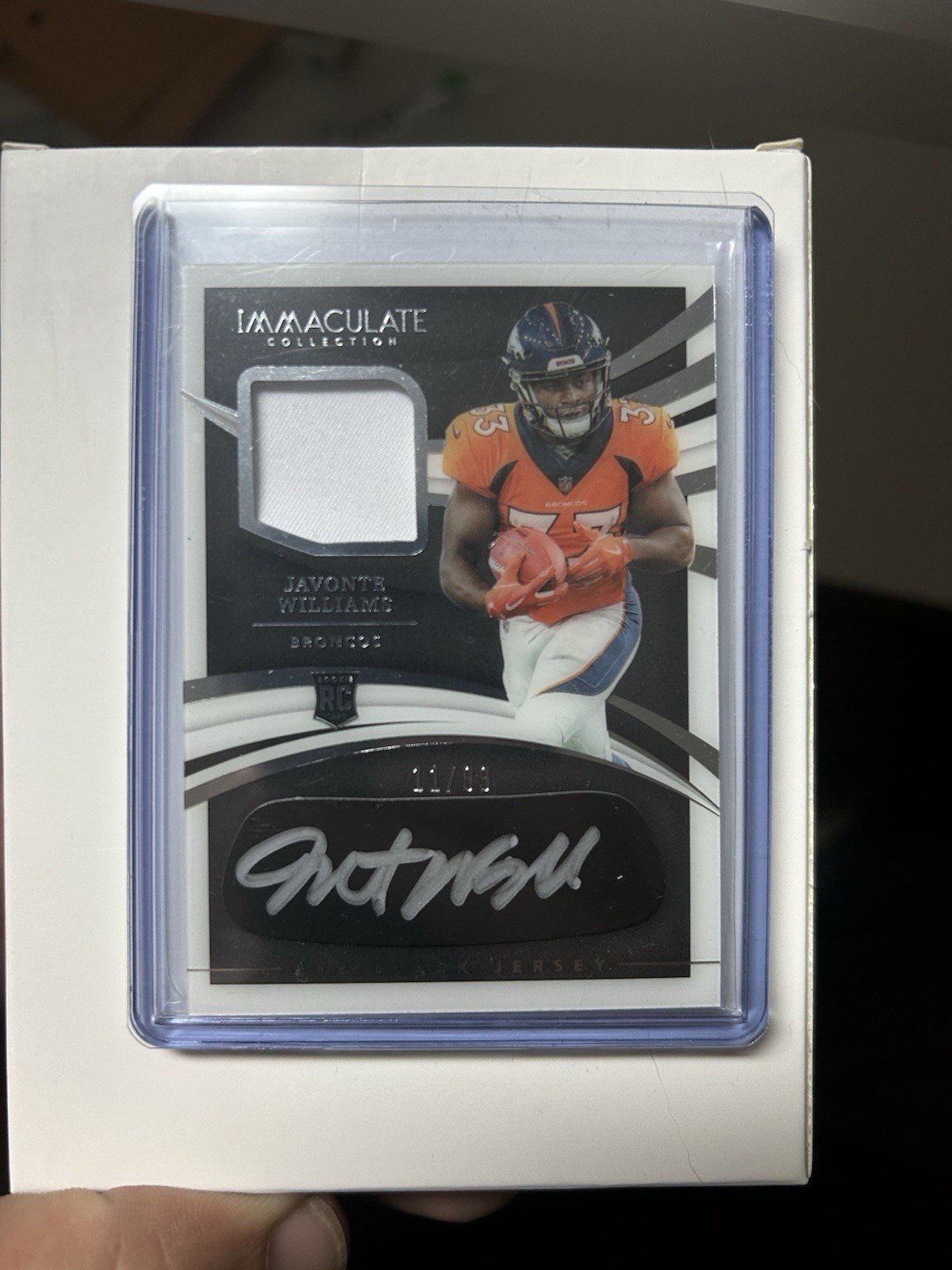 2021 JAVONTE WILLIAMS IMMACULATE EYE BLACK JERSEY RPA /99 BRONCOS ROOKIE