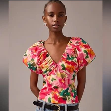 J. Crew colorful Cecily top in floral stretch cotton poplin blend