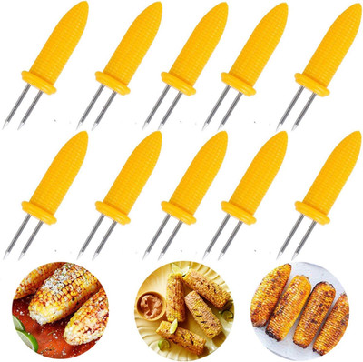 10PCS Corn Holders - Corn on the Cob Skewers,Stainless Steel Corn Fork Prong Ske