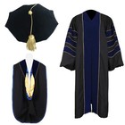 Unisex Deluxe Doctoral Graduation Gown Doctoral Hood and Doctoral Tam 8 Sided P