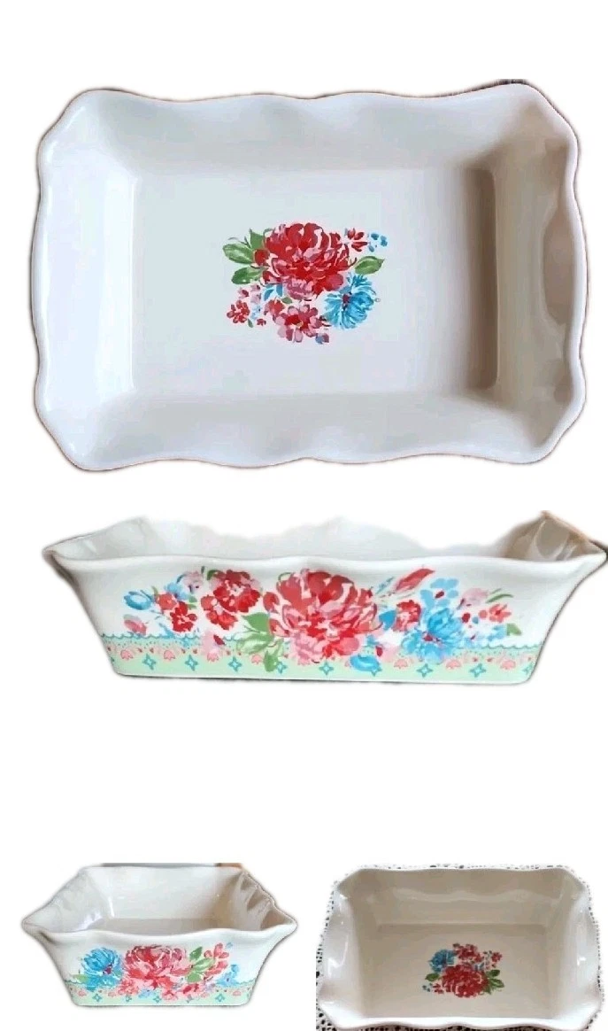 Pioneer Woman ~ Floral Design ~ 8" x 12" Stoneware Baker ~ Casserole Dish/Pan(2)