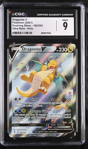 CGC 9 Dragonite V (Alternate Art) 192/203 Evolving Skies Ultra Rare Pokemon Card