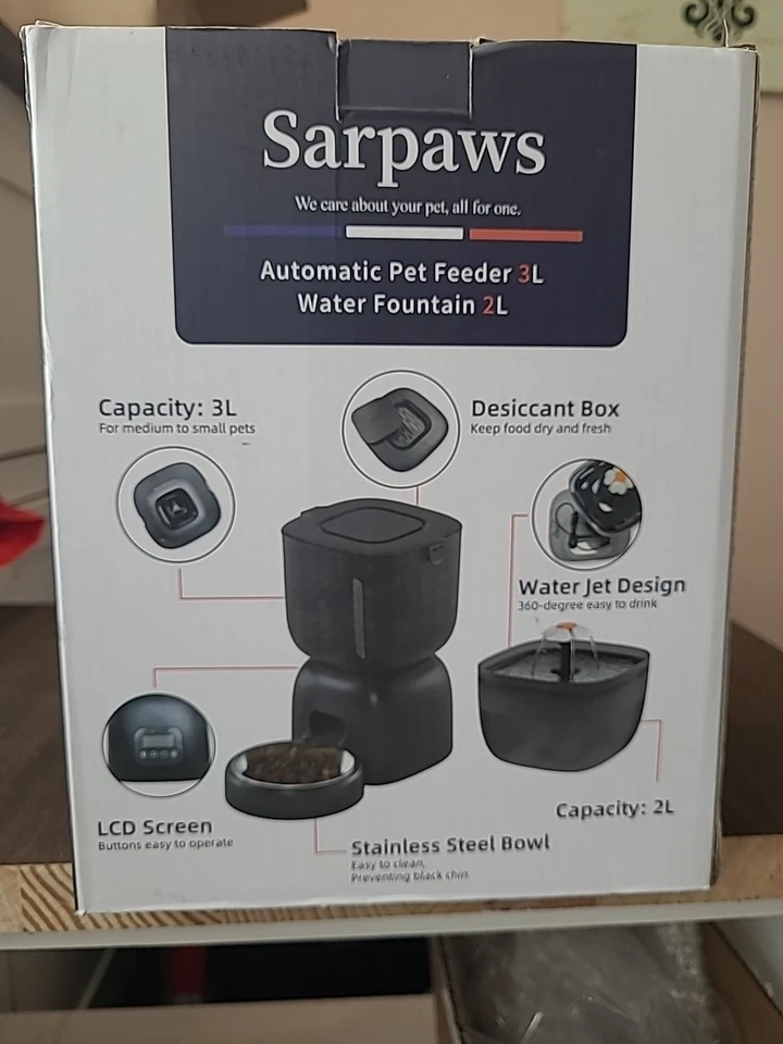 Sarpaws Alimentador Automático para Mascotas y Fuente de Agua - Nuevo en Caja Foto 3 de 4