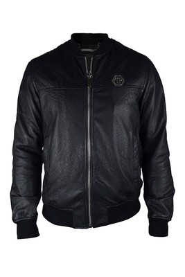 Veste Bomber En Cuir Philipp Plein - Neuf Avec étiquettes, Couleur Gris, Pour Homme