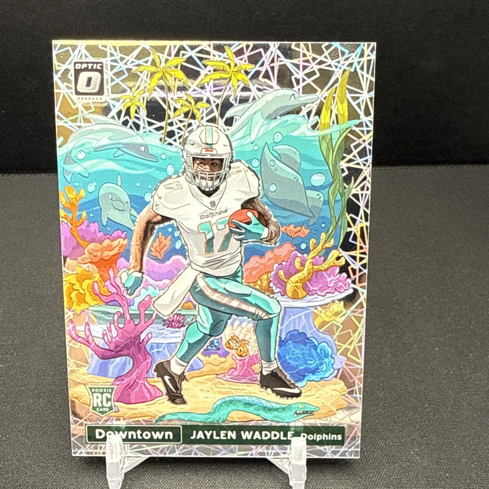 Jaylen Waddle Panini Donruss Optic Downtown #DT37 Gold Vinyl 1/1