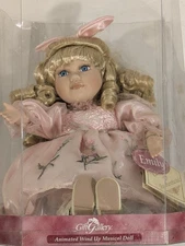 Vintage K-Mart Collectors Choice Animated Musical Porcelain Dolls Emily In Case