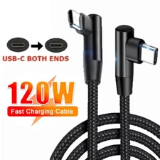 90 Degree Angle USB-C to USB-C Charger Cable Fast Charging Type Sync Cord