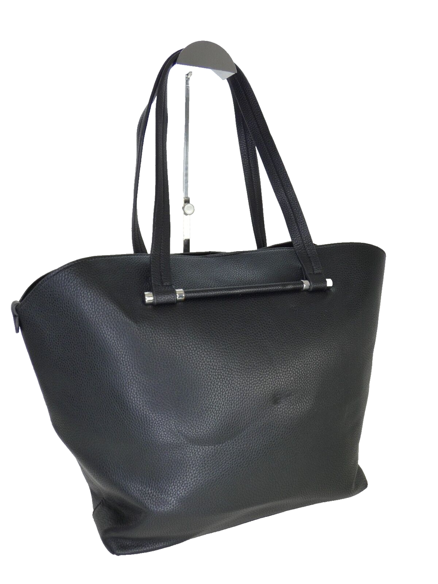 Topshop Bag Black Tote Faux Leather Grab Bag Shopper Classic Work