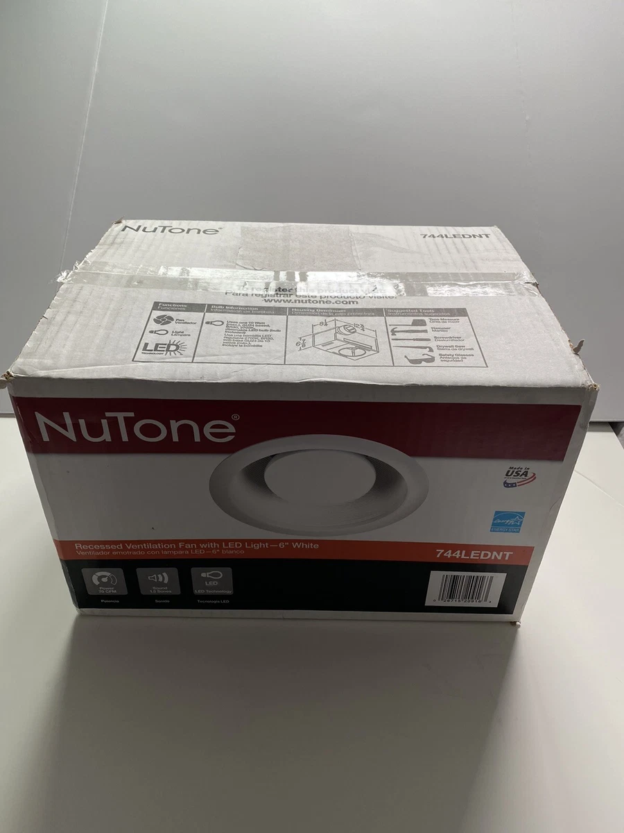 Broan Nutone Recessed Ventilation Fan and Light 6 White 744LEDNT