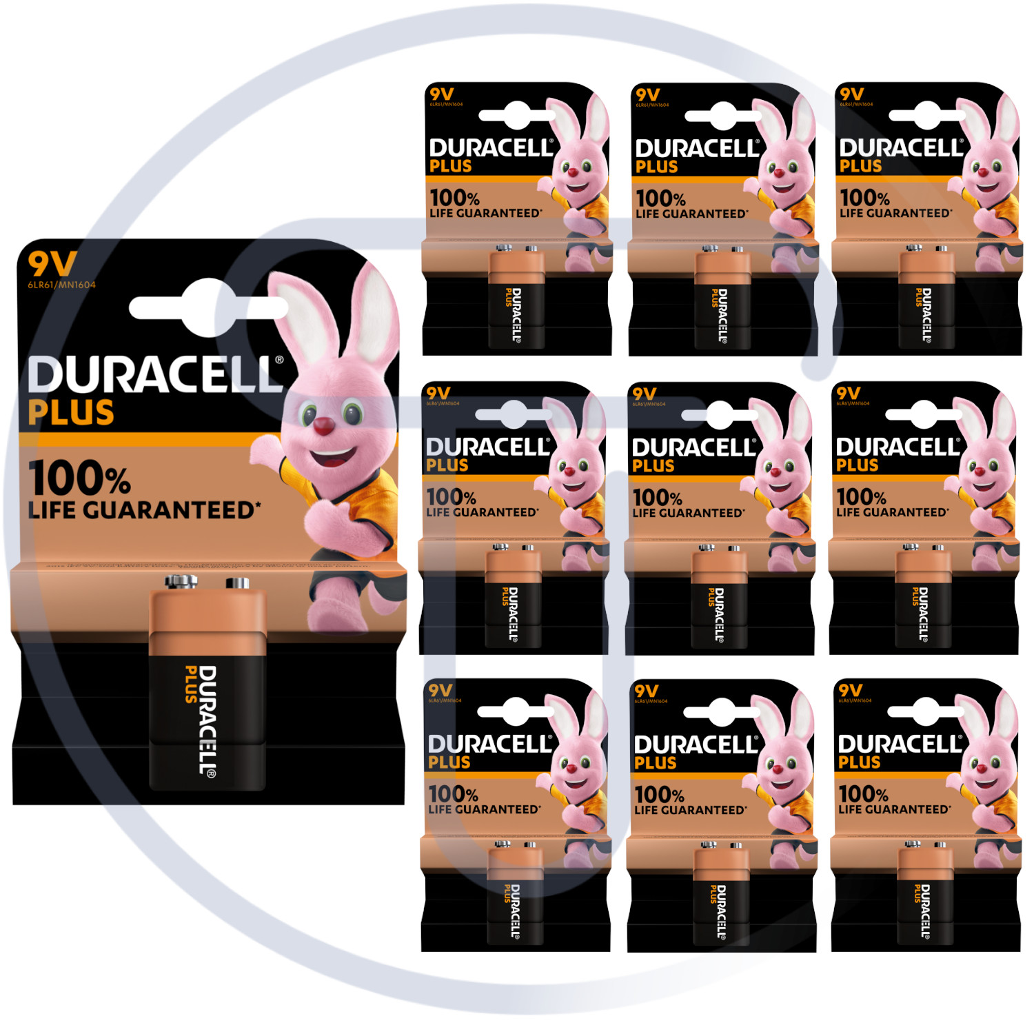 Stock 10x Pile 9V Duracell Plus 6LR61 - Performance per Elettronica