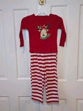 Cat And Jack Unisex Pajamas Holiday Reindeer Christmas Size 2T 2 Piece