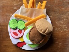 20 pc. Deluxe Burger With French Fries pretend play food set