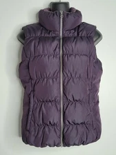 Eddie Bauer Womens Purple GooseDown Vest Jacket XS Full Zip Insulated Sleeveless