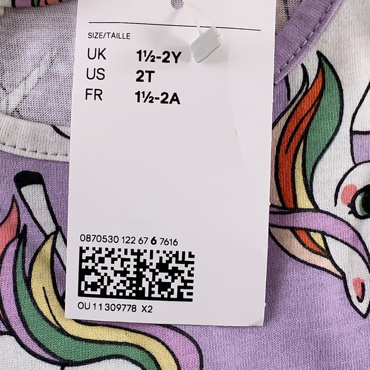 アメリカンペーパー H&M Toddler Girl Size 2T Light Purple Unicorn Printed Sleeveless
