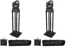 2 Rockville Rock Beam DC DJ Club Stage Pro Moving Head Lights Black Totem Stands