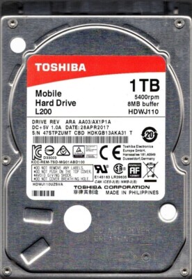 Toshiba L200 HDWJ110 ARA AA03/AX1P1A 1TB Hard Drive 2.5