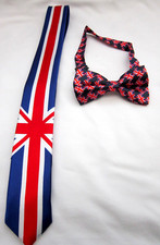 UK British Flag Adjustable Bow Tie  UK British England Flag necktie Combo-New 3