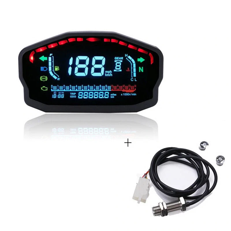 Digital Dash Digital Panel LED LCD Speedometer Odometer For 1 2 4 Cylinders Moto - Image 2 of 4