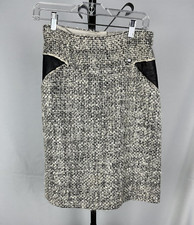 Chanel Tweed Skirt Lambskin Gray Size 38 FR