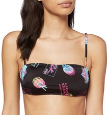 Image of Calvin Klein Bandeau Bikini Top Badge Motifs Black XS