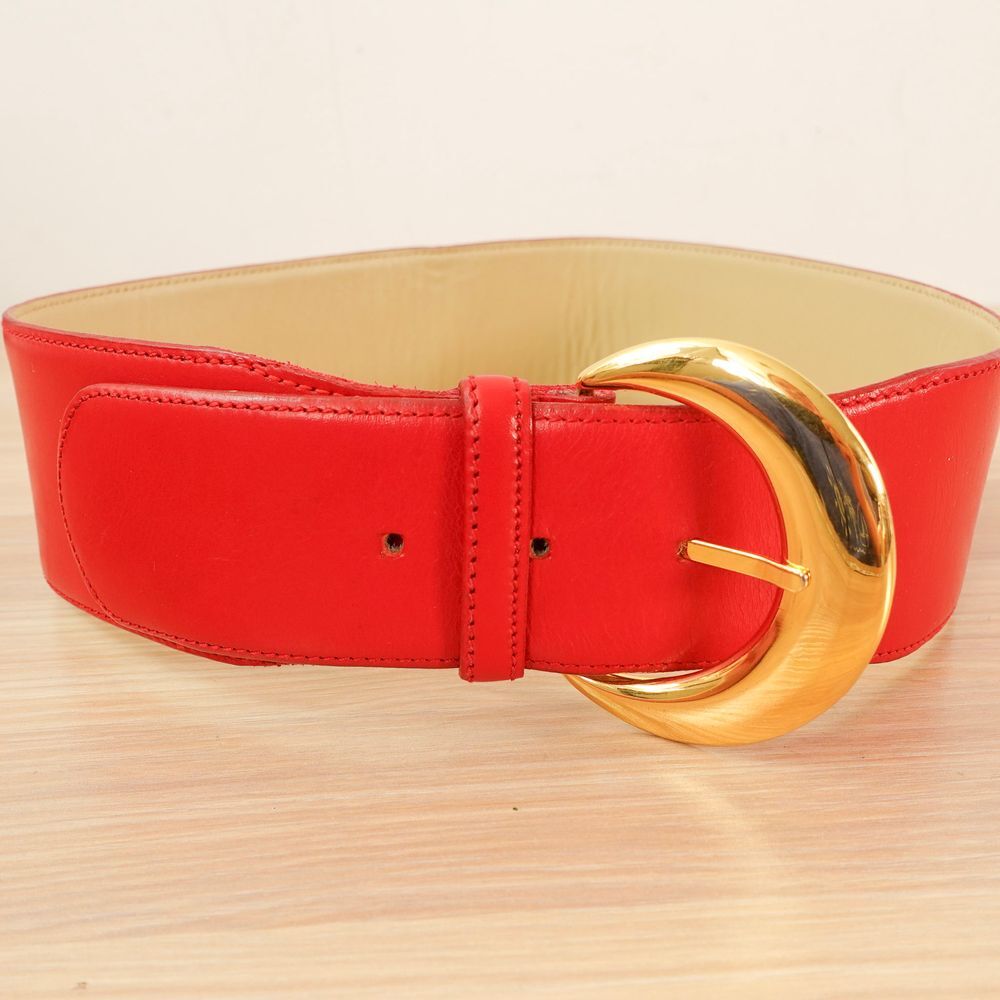 VALENTINO GARAVANI Belt Women 65 26 XS Red Wide Leather Gold