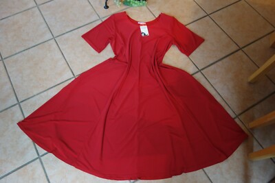 MAGNA Kleid Kurzarm 52 54 NEU rot unifarben Stretch A-Form LAGENLOOK