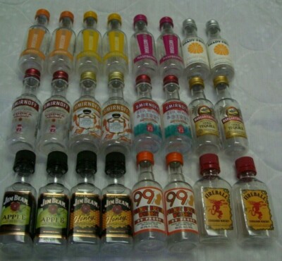 24 Plastic Liquor Bottles/Empty/50 ml/Jim Beam/Smirnoff/New Amsterdam/#3
