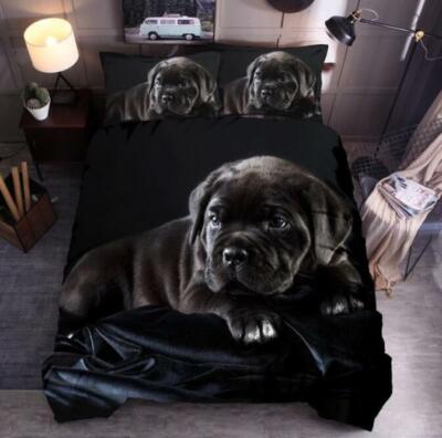 3D Little Black Dog ZHUA007 Bed Pillowcases Quilt Duvet Cover Set Queen King Zoe