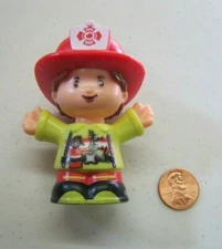 New! Fisher Price Little People Fire Firefighter Woman Lady Red Helmet Ponytail