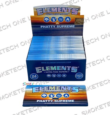 Elements Phatty Supreme Ultra Thin Rolling Papers   24 Pack Display Box