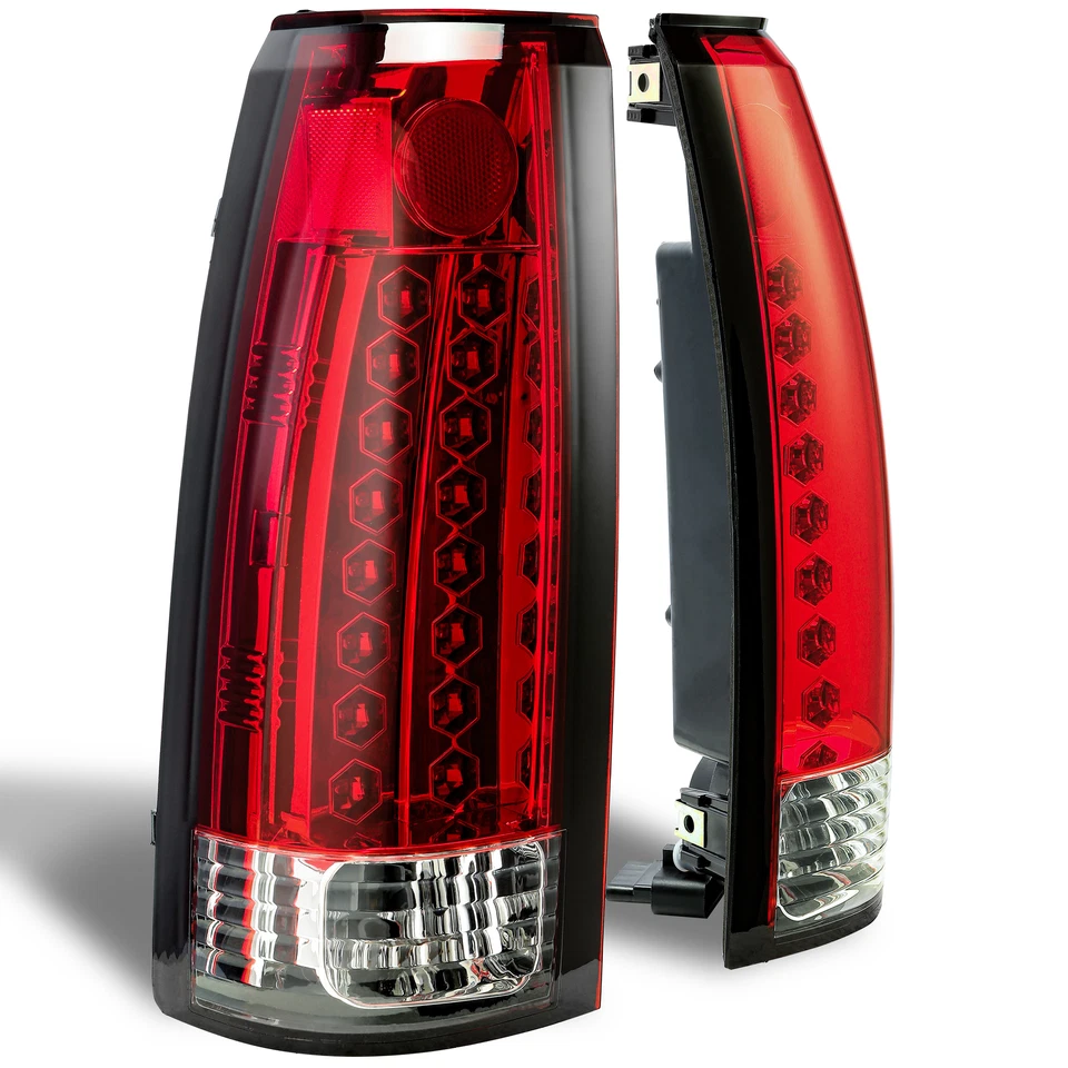 For 1988 88-98 Chevrolet GMC C/K 1500 2500 3500 Red Chrome LED Tail Light Lamp - Image 3 of 4