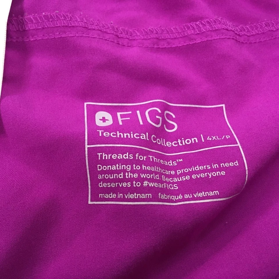 Figs Women's Scrub Kade Pant Size 4XL Petite Purple Pull-on Stretch Nursing - Image 3 of 4