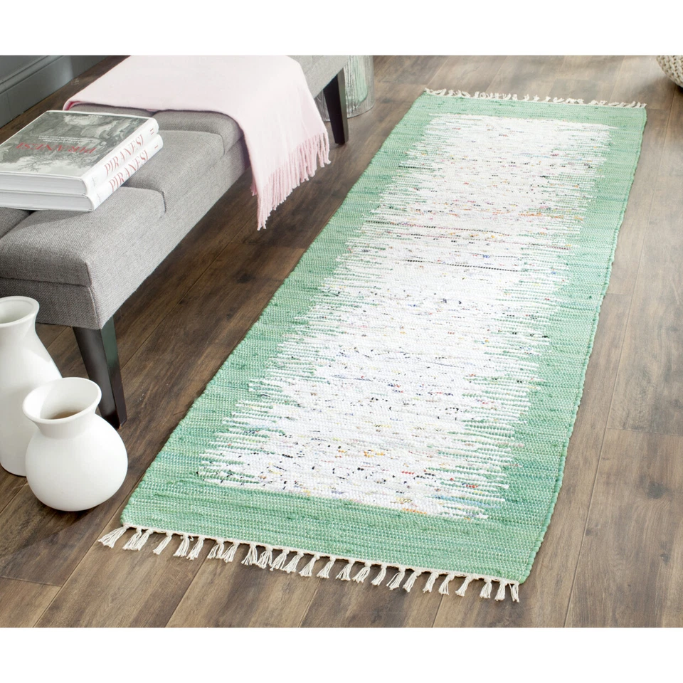 SAFAVIEH Montauk MTK711D Handwoven Ivory / Sea Green Rug - Image 3 of 4
