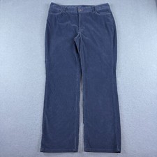 LL Bean Women's Favorite Fit Corduroy Pant 16 Reg Navy Cotton Blend Straight Leg