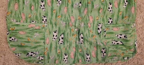 Premier Intimates Pearl Snap Green Cows And Pigs Women's Shirt Sleepwear Medium - Picture 6 of 7