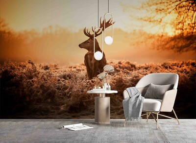3D Sunset Elk Wallpaper Wall Mural Removable Self-adhesive 5