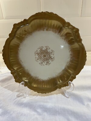 J.C. Limoges Teller, aufwendiger Goldrand handbemalt mittig um 1900 22 cm
