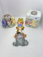 VTG Winnie The Pooh Disney Ceramic Tissue Cover, Toothbrush Holder  Scratcher  