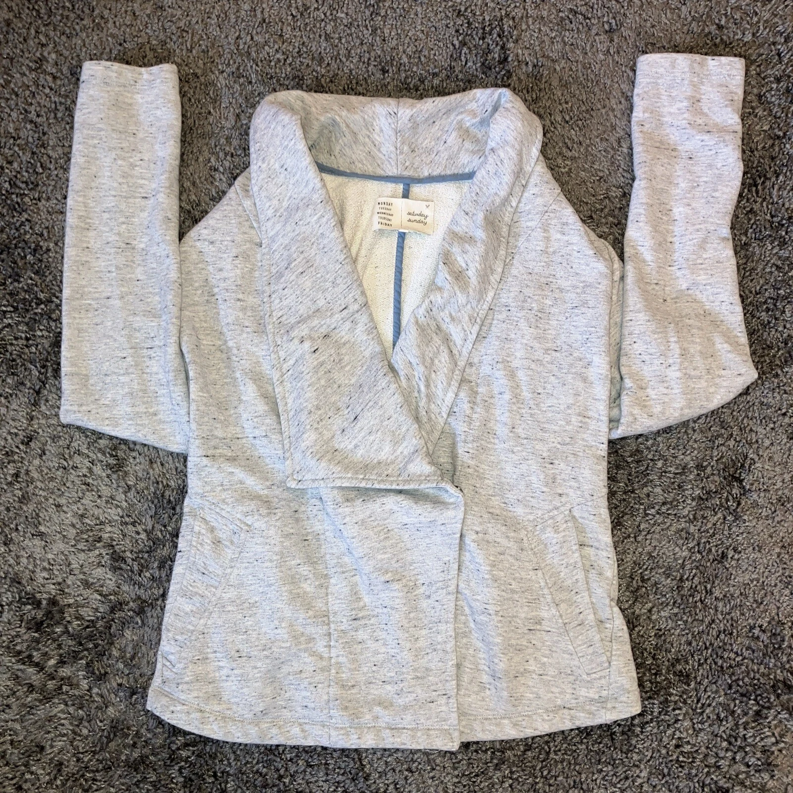 VETEMENTS Giacca Anthropologie sabato domenica grigia bottoni a pressione collo scialle donna piccola